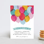 "Birthday Balloons" - Children's Birthday Party Invitations in Teal by Hooray Creative - Front