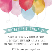 "Birthday Balloons" - Children's Birthday Party Invitations in Teal by Hooray Creative - Detail