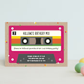 "Retro Cassette " - Children's Birthday Party Invitations in Fuchsia by Erica Krystek - Front