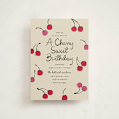 "Cherries" - Children's Birthday Party Invitations in Tomato by Kelly Watkins - Front