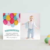 "Birthday Balloons" - Children's Birthday Party Invitations in Teal by Hooray Creative - Front