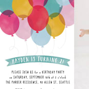 "Birthday Balloons" - Children's Birthday Party Invitations in Teal by Hooray Creative - Detail