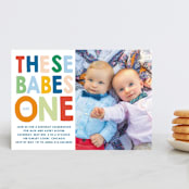 "These Babes" - Children's Birthday Party Invitations in Mint by Baumbirdy - Front