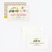"Party Parade" - Children's Birthday Party Invitations in Cream by Michelle Taylor - Assembled