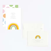 "Little Rainbow" - Children's Birthday Party Invitations in Apricot by Baumbirdy - Assembled
