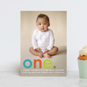 "Colorful One" - Children's Birthday Party Invitations in Teal by Denise Malacrea - Front