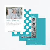 "Colorful One" - Children's Birthday Party Invitations in Teal by Denise Malacrea - Back of Card Options
