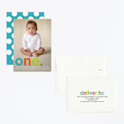 "Colorful One" - Children's Birthday Party Invitations in Teal by Denise Malacrea - Assembled