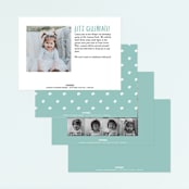 "Animals on parade" - Children's Birthday Party Invitations in Pear by Jennifer Wick - Back of Card Options