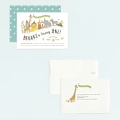 "Animals on parade" - Children's Birthday Party Invitations in Pear by Jennifer Wick - Assembled