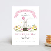 "Little Bunny" - Children's Birthday Party Invitations in Carnation by Michelle Taylor - Front