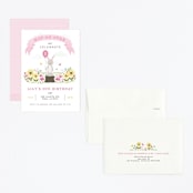 "Little Bunny" - Children's Birthday Party Invitations in Carnation by Michelle Taylor - Assembled