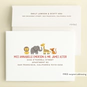 "Animal Stack" - Children's Birthday Party Invitations in Peach by Jessie Steury - FREE Recipient Addressing