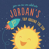 "Around the Sun" - Children's Birthday Party Invitations in Midnight by Cat Caudillo - Detail