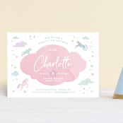 "Unicorn Dreams" - Children's Birthday Party Invitations in Bubblegum by Jennifer Wick - Front