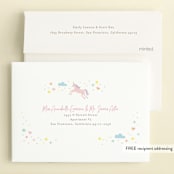 "Unicorn Dreams" - Children's Birthday Party Invitations in Bubblegum by Jennifer Wick - FREE Recipient Addressing