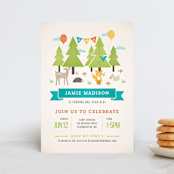 "Wild Woodland" - Children's Birthday Party Invitations in Turquoise by Michelle Taylor - Front