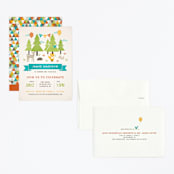"Wild Woodland" - Children's Birthday Party Invitations in Turquoise by Michelle Taylor - Assembled