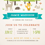 "Wild Woodland" - Children's Birthday Party Invitations in Turquoise by Michelle Taylor - Detail