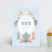 "Step Right Up" - Children's Birthday Party Invitations in Sky by Joanna Griffin - Front