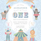 "Step Right Up" - Children's Birthday Party Invitations in Sky by Joanna Griffin - Detail