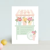 "Petite flower cart" - Children's Birthday Party Invitations in Grass by Jennifer Wick - Front