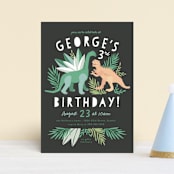 "Dino Friends" - Children's Birthday Party Invitations in Graphite by Alethea and Ruth - Front
