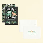 "Dino Friends" - Children's Birthday Party Invitations in Graphite by Alethea and Ruth - Assembled