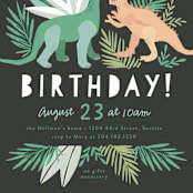"Dino Friends" - Children's Birthday Party Invitations in Graphite by Alethea and Ruth - Detail