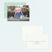 "Bright Future" - Children's Birthday Party Invitations in Cool Mint by Annie Clark - Assembled