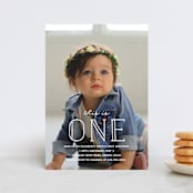 "This Is One" - Children's Birthday Party Invitations in Frost by Bethany Anderson - Front