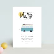 "Surfer's Dream Beach Bash" - Children's Birthday Party Invitations in Blue Skies by Maggie Maeve - Front