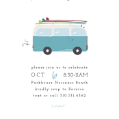 "Surfer's Dream Beach Bash" - Children's Birthday Party Invitations in Blue Skies by Maggie Maeve - Detail