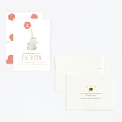 "Ollie Elephant" - Children's Birthday Party Invitations in Coral by Phrosné Barwood - Assembled