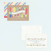 "Colorblock" - Children's Birthday Party Invitations in Kraft by Laura Hankins - Assembled