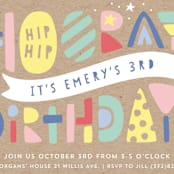 "Colorblock" - Children's Birthday Party Invitations in Kraft by Laura Hankins - Detail