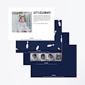 "Bowling birthday party" - Children's Birthday Party Invitations in Blue Slate by Anupama - Back of Card Options