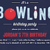 "Bowling birthday party" - Children's Birthday Party Invitations in Blue Slate by Anupama - Detail