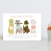 "Puppy Line-Up" - Children's Birthday Party Invitations in Peony by Shiny Penny Studio - Front