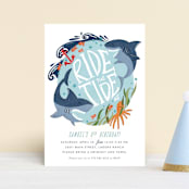 "Ride the Tide" - Children's Birthday Party Invitations in Pool by Joanna Griffin - Front