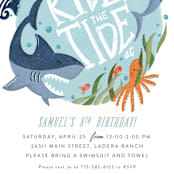 "Ride the Tide" - Children's Birthday Party Invitations in Pool by Joanna Griffin - Detail