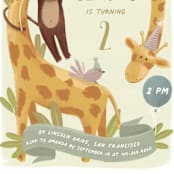 "Animals" - Children's Birthday Party Invitations in Toffee by Remioni - Detail