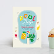 "Pool Party" - Children's Birthday Party Invitations in Pineapple by Erica Krystek - Front