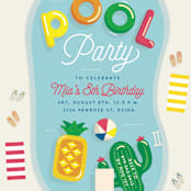 "Pool Party" - Children's Birthday Party Invitations in Pineapple by Erica Krystek - Detail