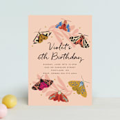 "Night Flight" - Children's Birthday Party Invitations in Blush by Morgan Kendall - Front