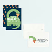 "Arched Dinosaur" - Children's Birthday Party Invitations in Leaf by Kacey Kendrick Wagner - Assembled