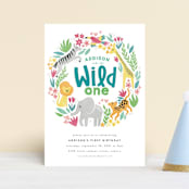 "Jungle Fun" - Children's Birthday Party Invitations in Fuchsia by Jessie Steury - Front