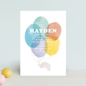 "Up, Up and Away" - Children's Birthday Party Invitations in Rainbow by Creo Study - Front