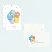 "Up, Up and Away" - Children's Birthday Party Invitations in Rainbow by Creo Study - Assembled