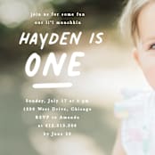 "One is Fun" - Children's Birthday Party Invitations in Marshmellow by Creo Study - Detail